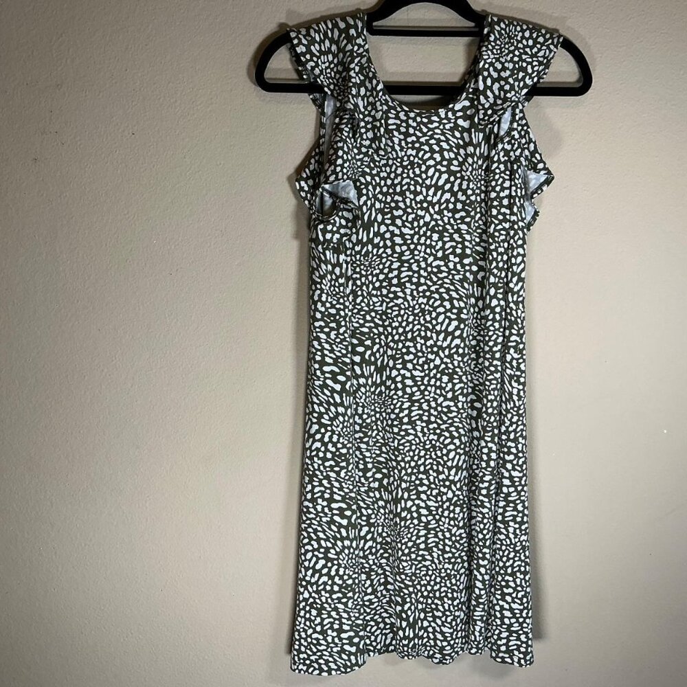 Loft Women's Sleeveless Dress, size M, Green & White